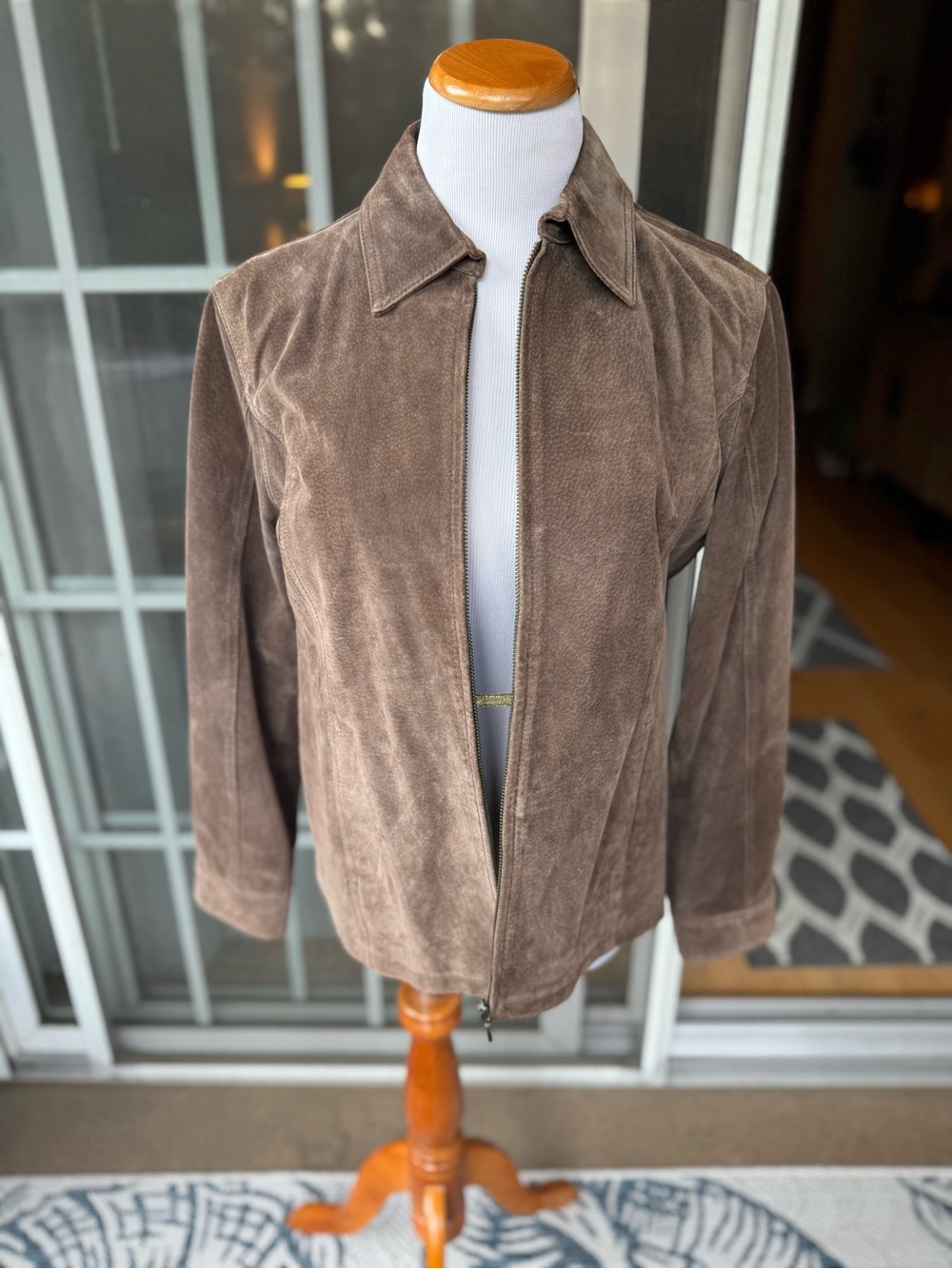 Chico's Brown Suede Zip-Front Jacket